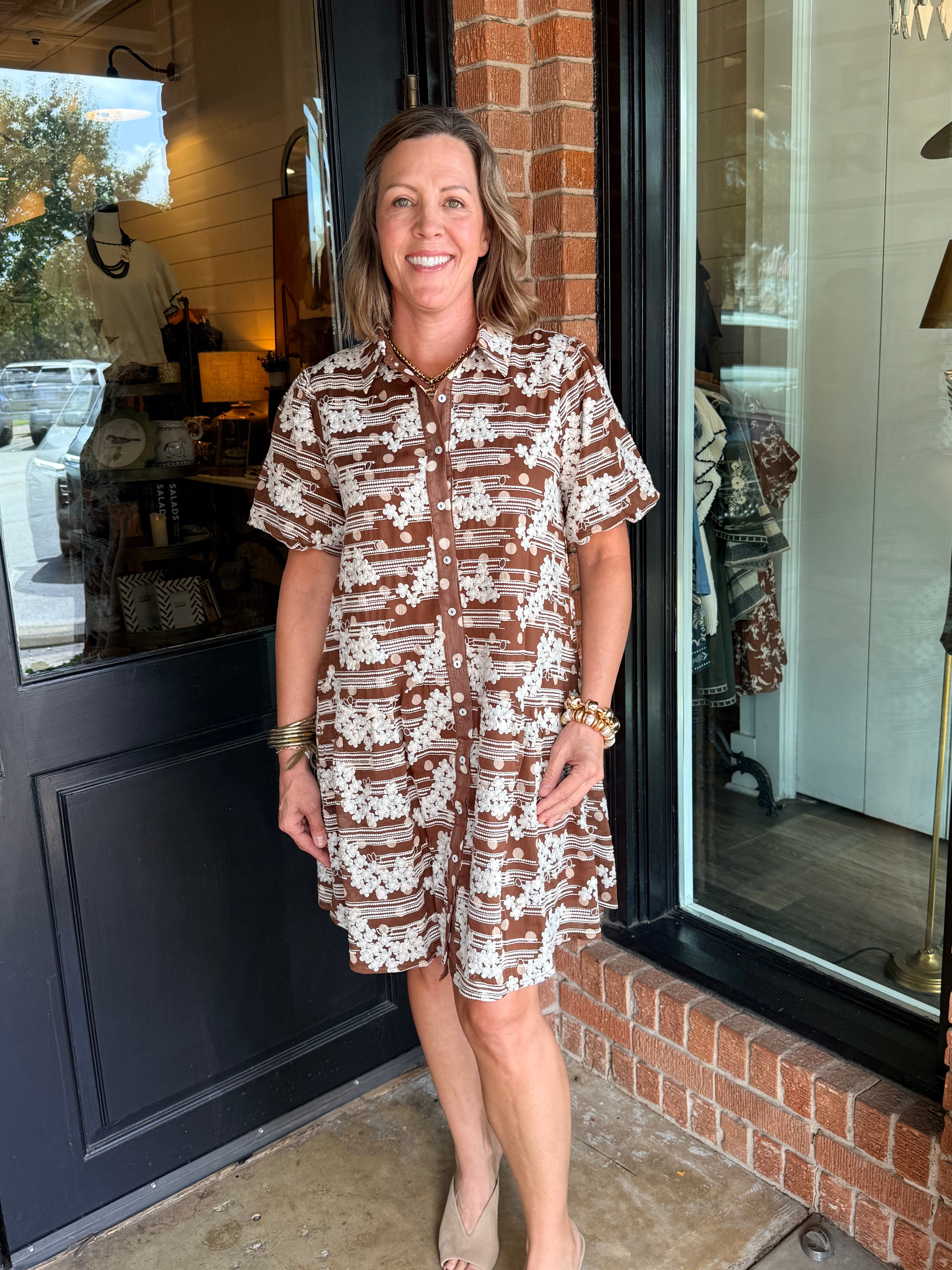Betina Floral Embroidered Shirt Dress