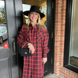 Megan Red Plaid Shirt Dress