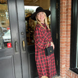 Megan Red Plaid Shirt Dress