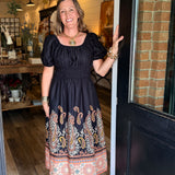 Regina Boho Paisley Midi Dress