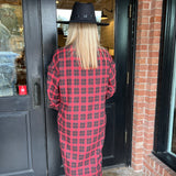 Megan Red Plaid Shirt Dress