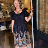 Regina Boho Paisley Midi Dress