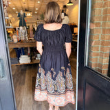 Regina Boho Paisley Midi Dress