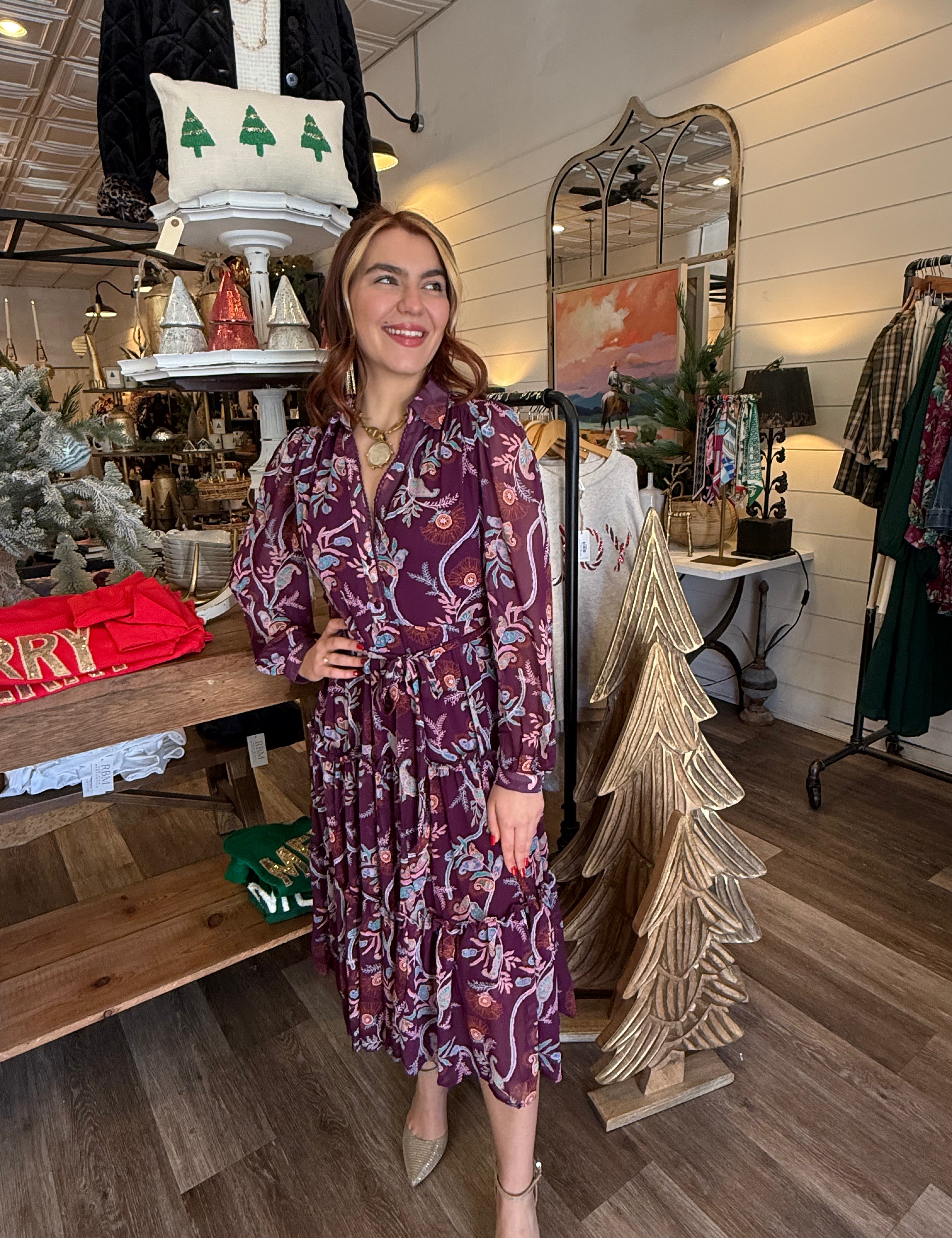 Serena Paisley Print Midi Dress