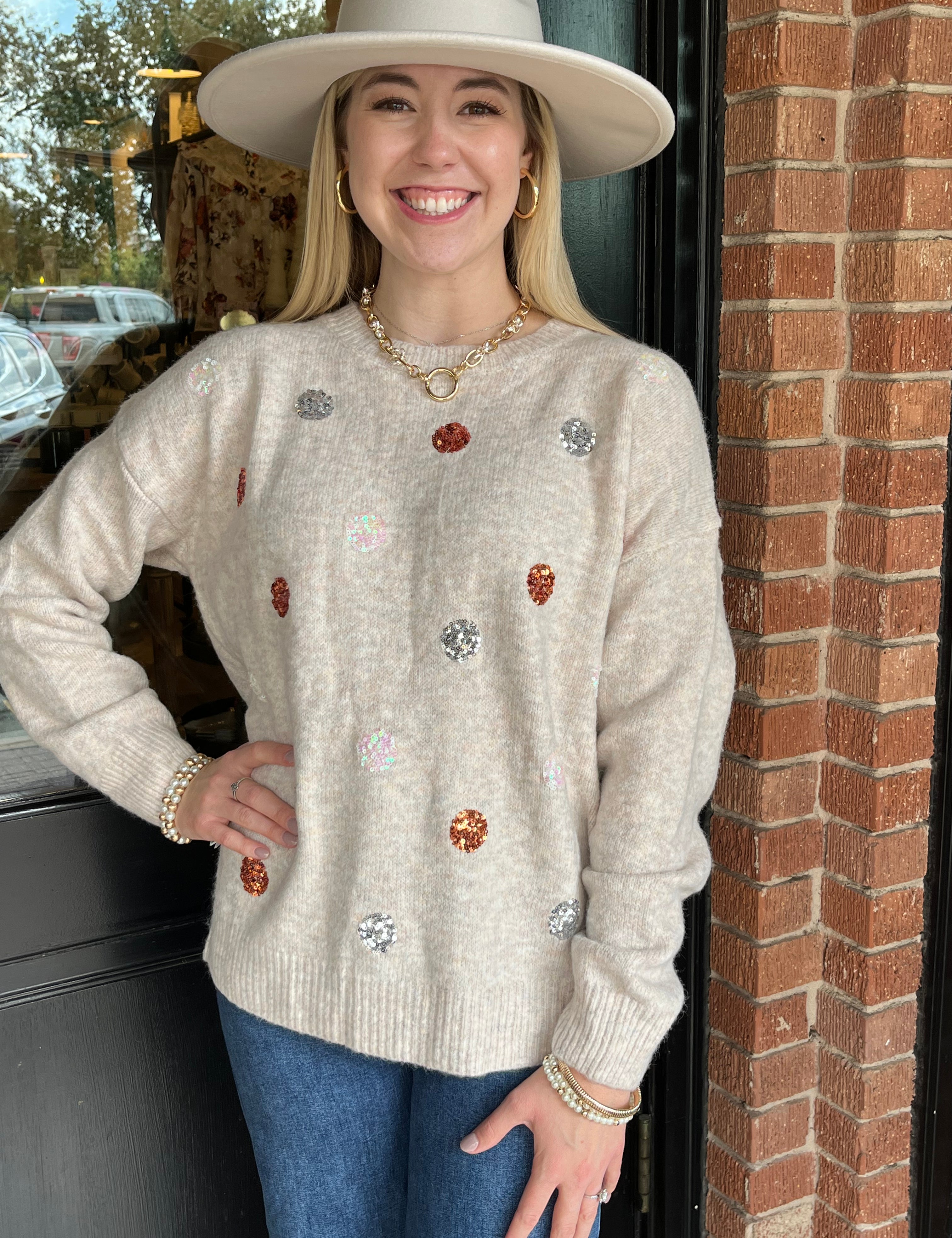 Sara Sequin Dots Sweater