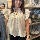 Julianna Metallic Flutter Top