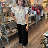 Julianna Metallic Flutter Top