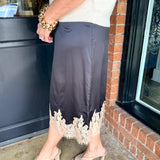 Lois Lace Trim Satin Midi Skirt