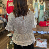 Tessa Sequin Peplum Top