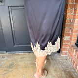 Lois Lace Trim Satin Midi Skirt
