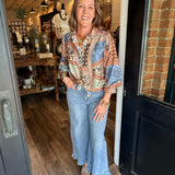 Lizzy Patchwork Button Down Top