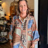 Lizzy Patchwork Button Down Top