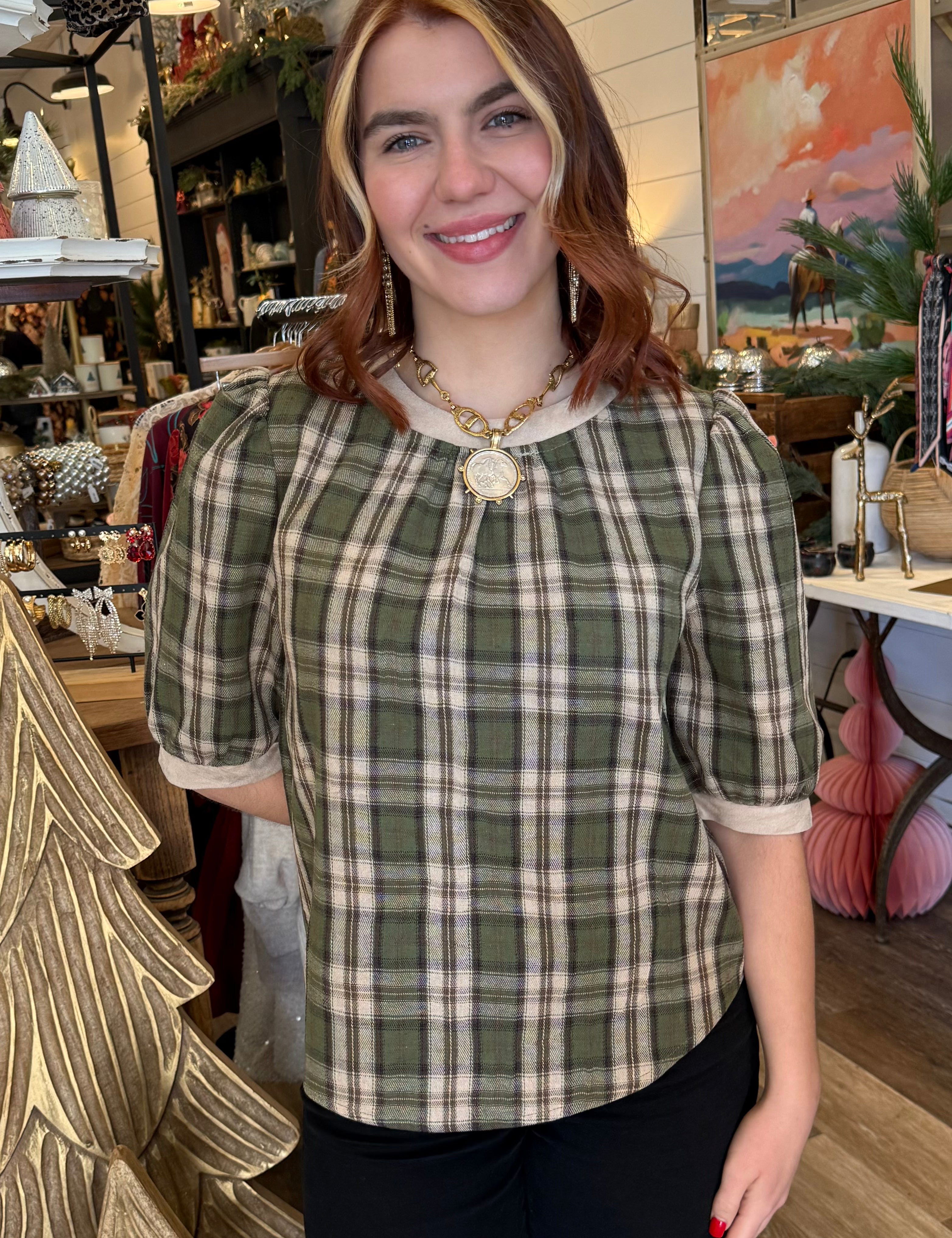 Rory Plaid Puff Sleeve Top