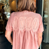 Laurel Sheer Mesh Faux Suede Top