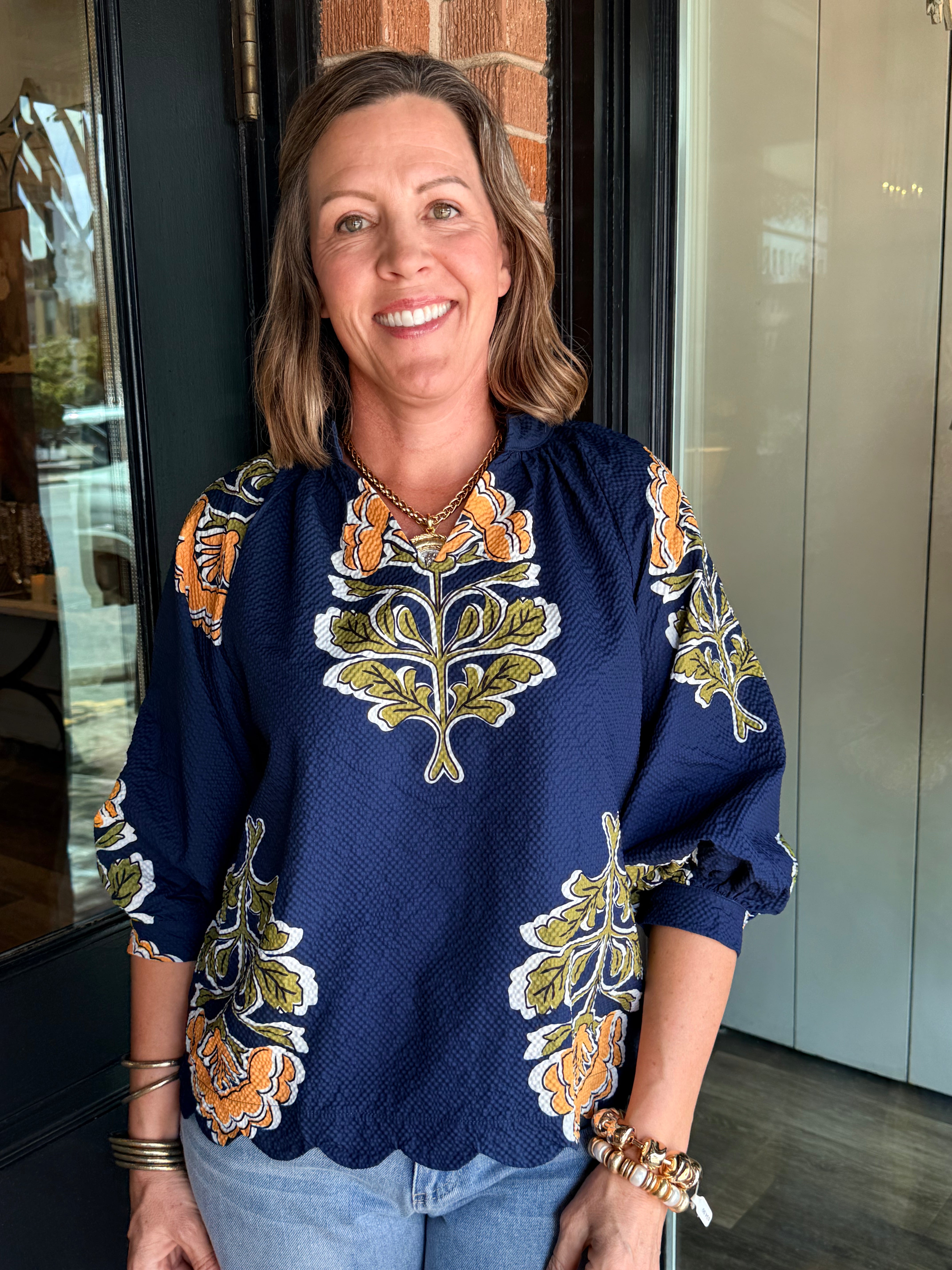 Debra Floral Textured Blouse