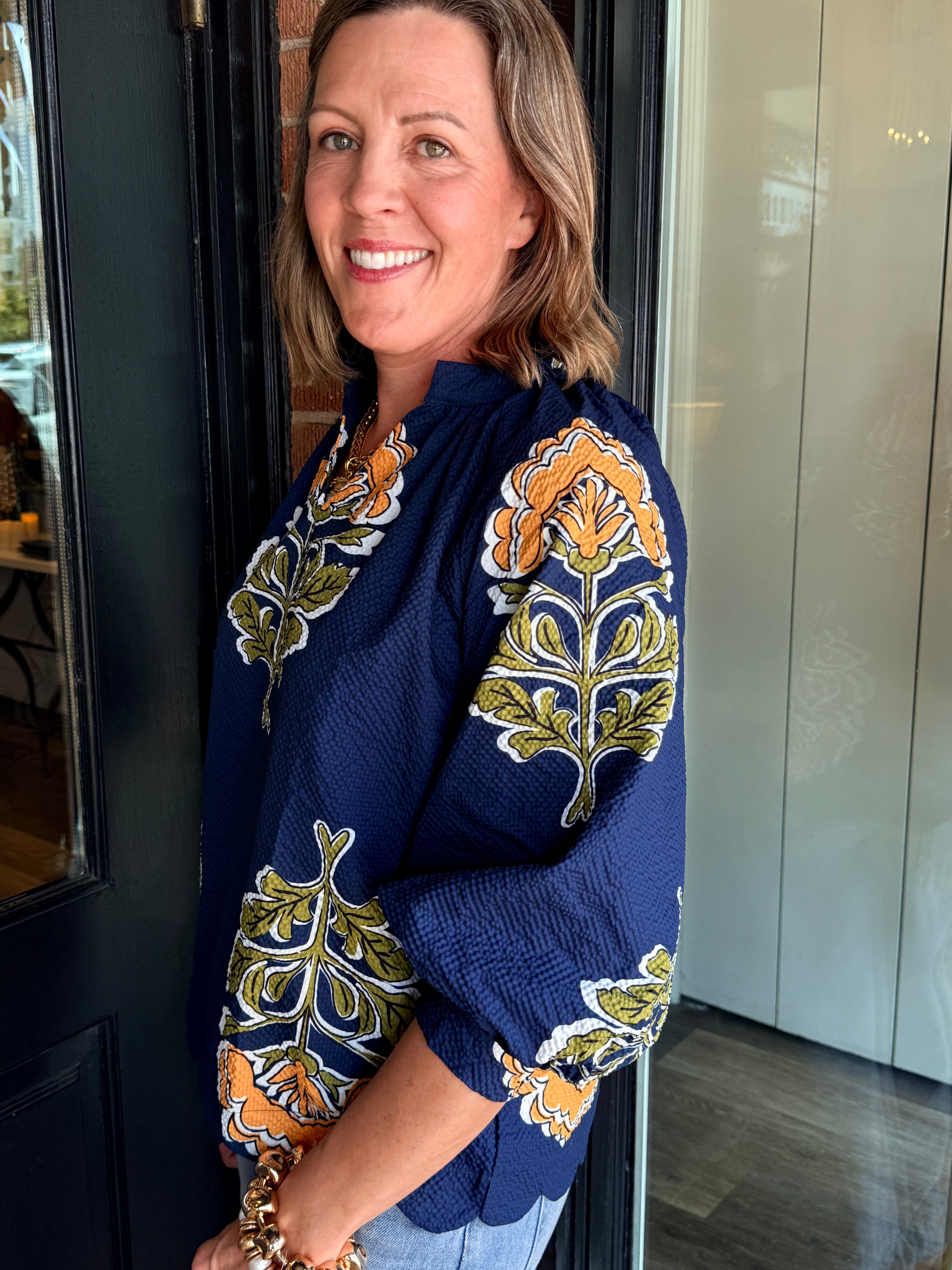 Debra Floral Textured Blouse