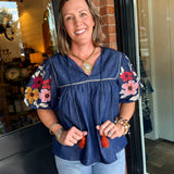 Stacey Puff Sleeve Denim Top
