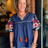 Stacey Puff Sleeve Denim Top