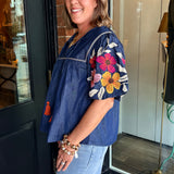 Stacey Puff Sleeve Denim Top