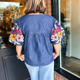 Stacey Puff Sleeve Denim Top