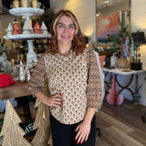 Allana Contrast Sleeve V-Neck Top