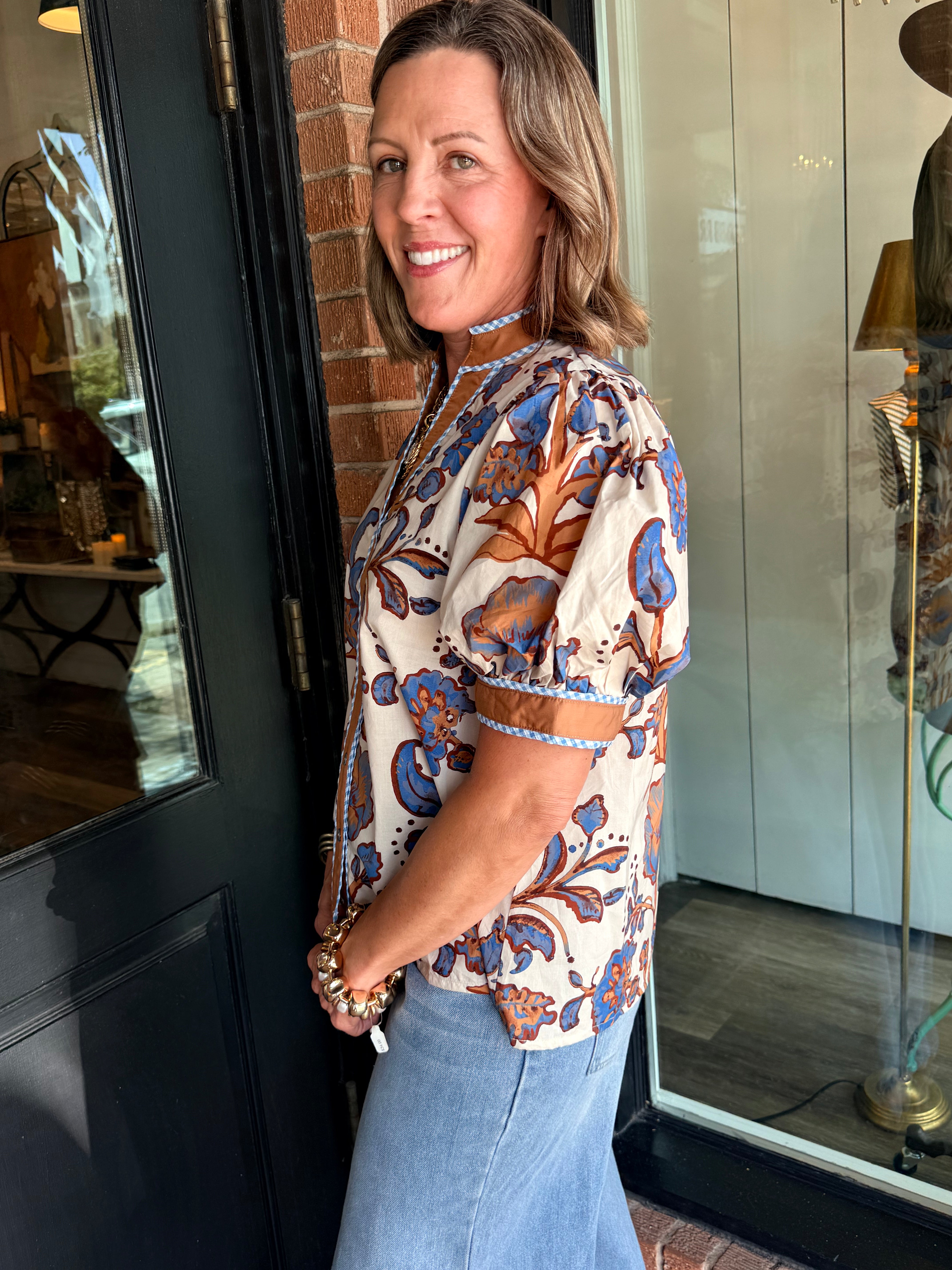 Tanya Floral Contrast Detail Top