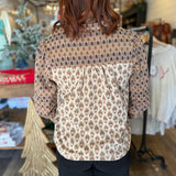 Allana Contrast Sleeve V-Neck Top