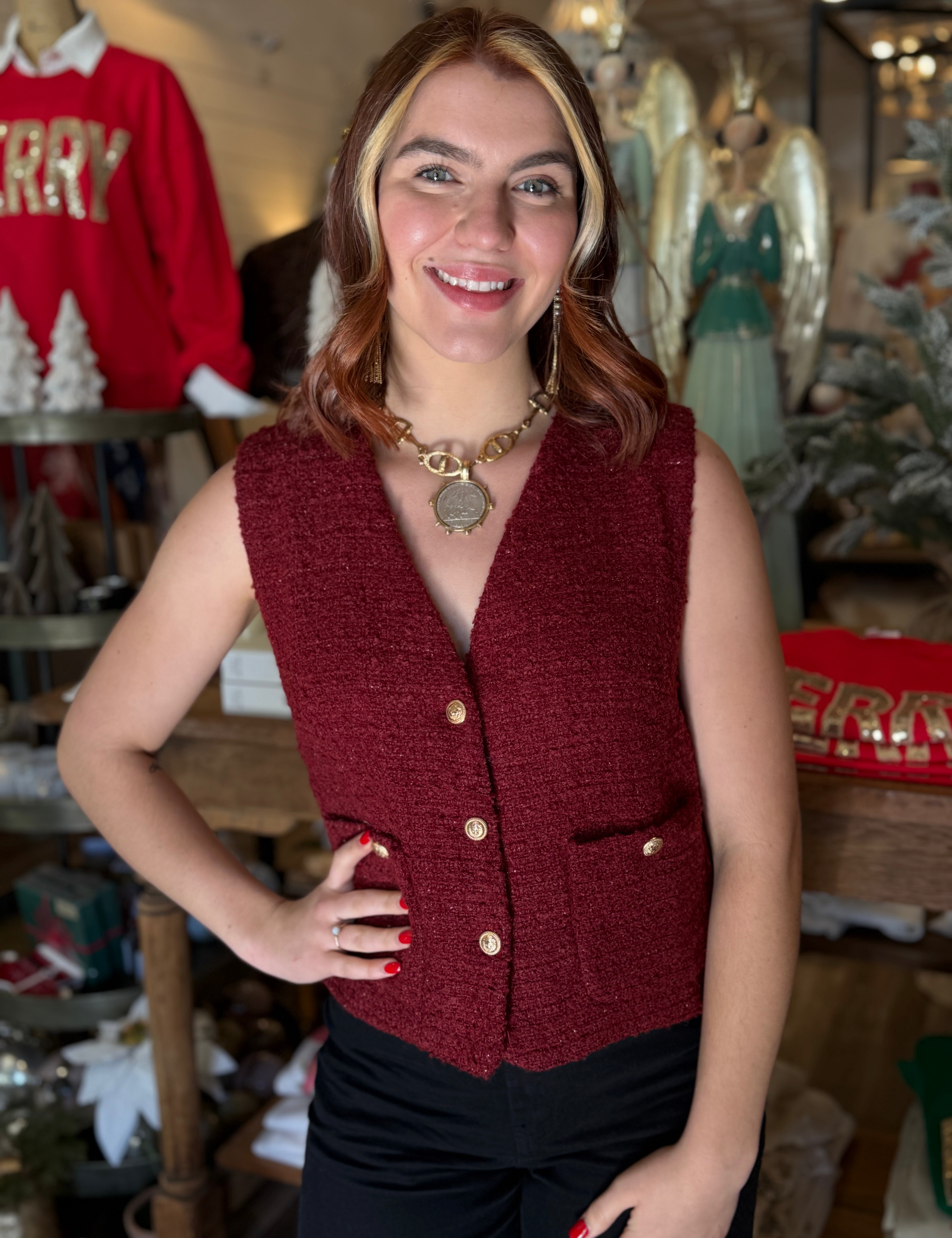 Diana Woven Tweed Vest