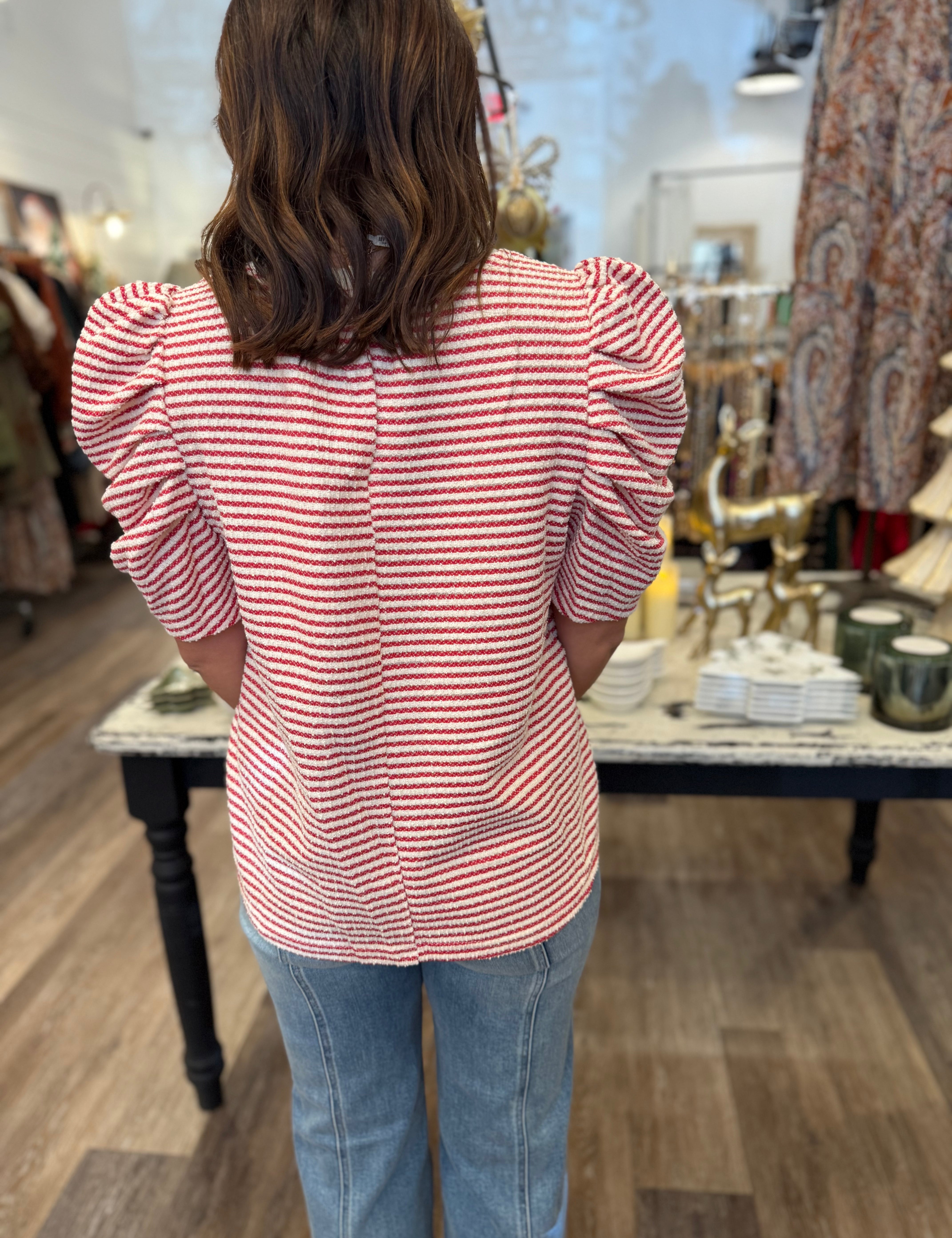 Sydney Stripe Pleated Top