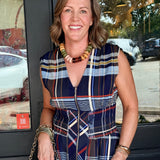Brenda Plaid Zip Front Midi Dress