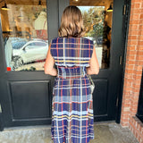 Brenda Plaid Zip Front Midi Dress