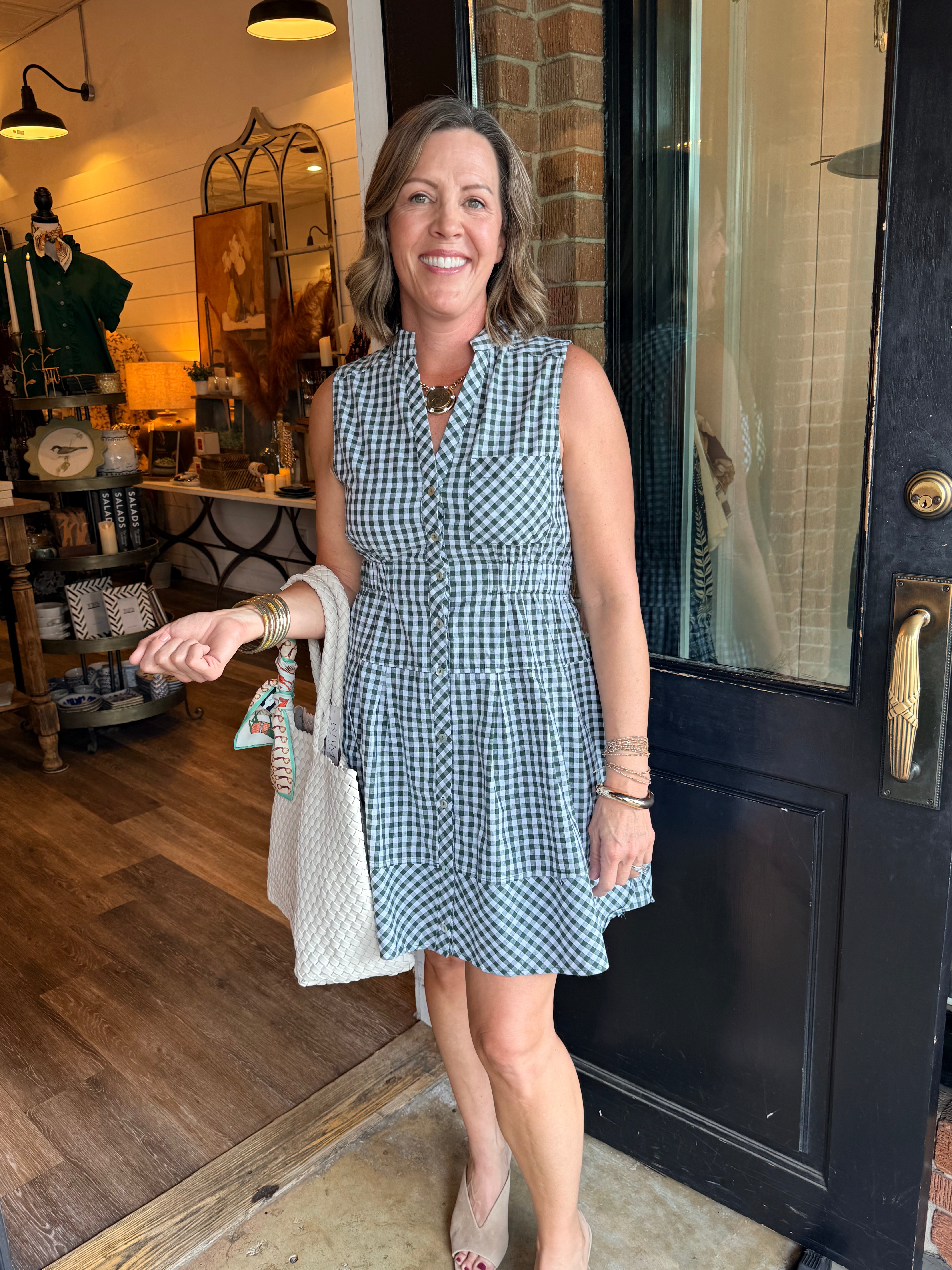 Megan Gingham Ruffle Hem Mini Dress