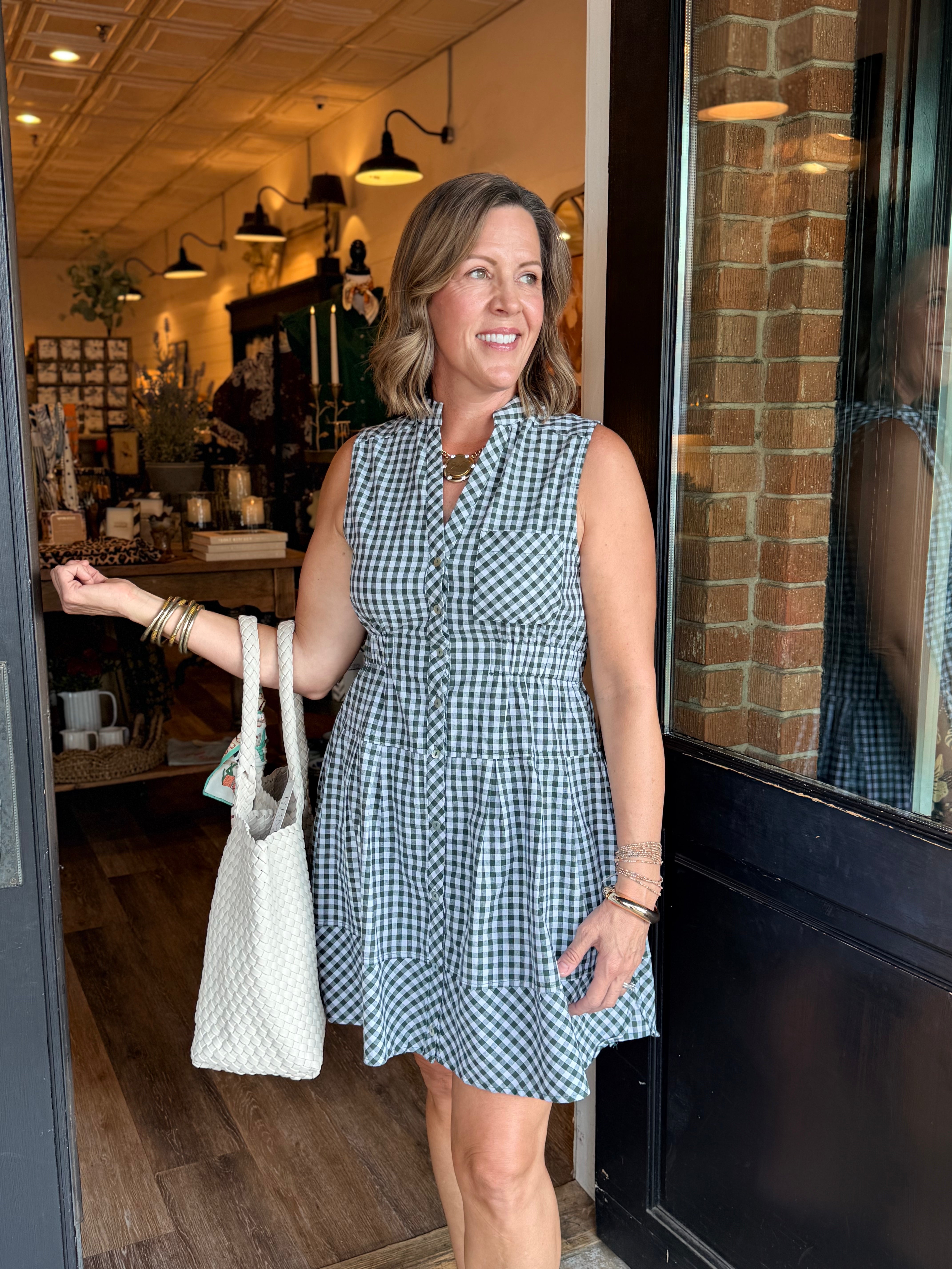 Megan Gingham Ruffle Hem Mini Dress