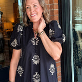 Gwen Botanical Embroidered Midi Dress