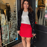 Ella Bow Trim Tweed Skirt