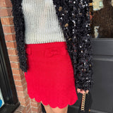 Ella Bow Trim Tweed Skirt