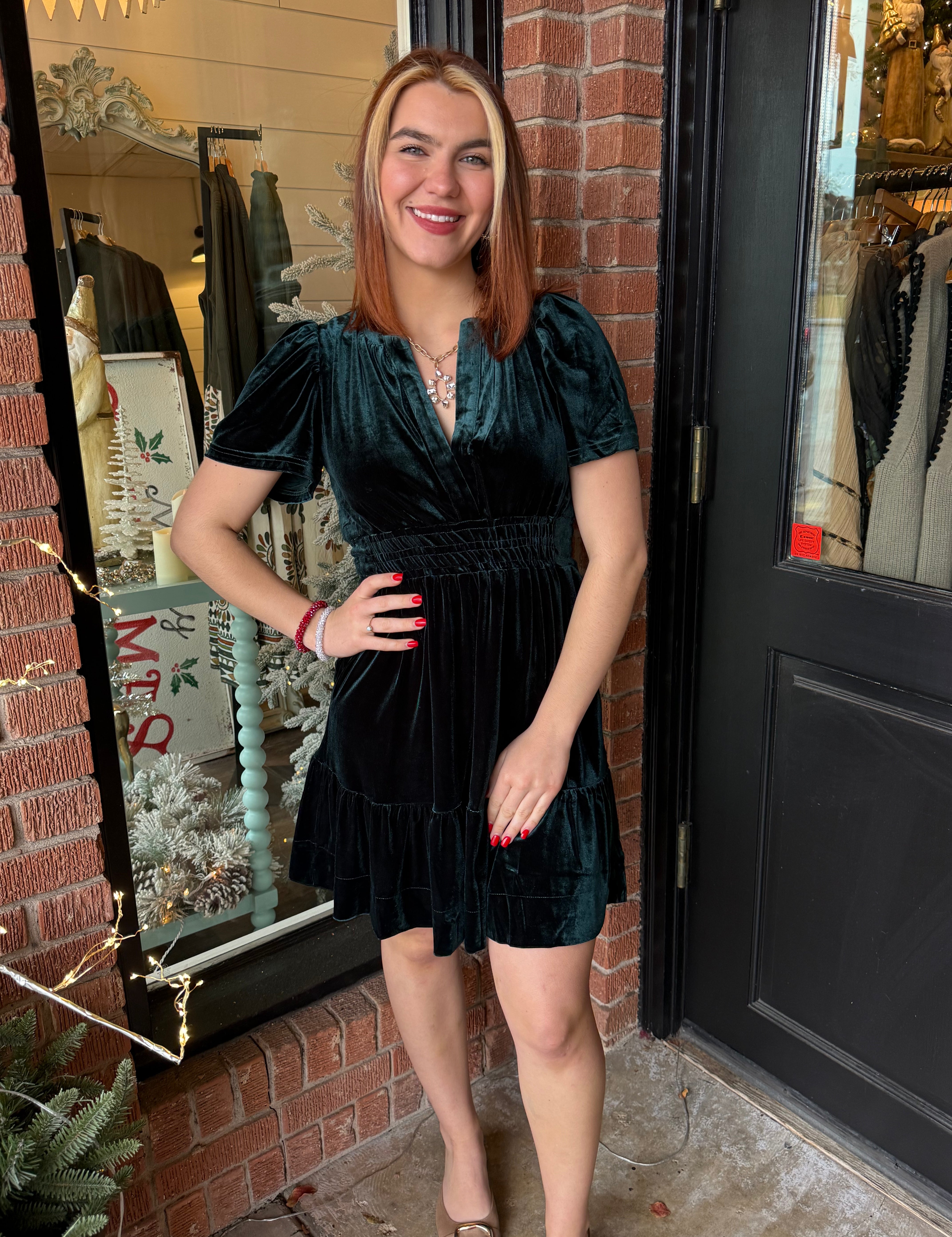 Stella Smocked Waist Velvet Dress