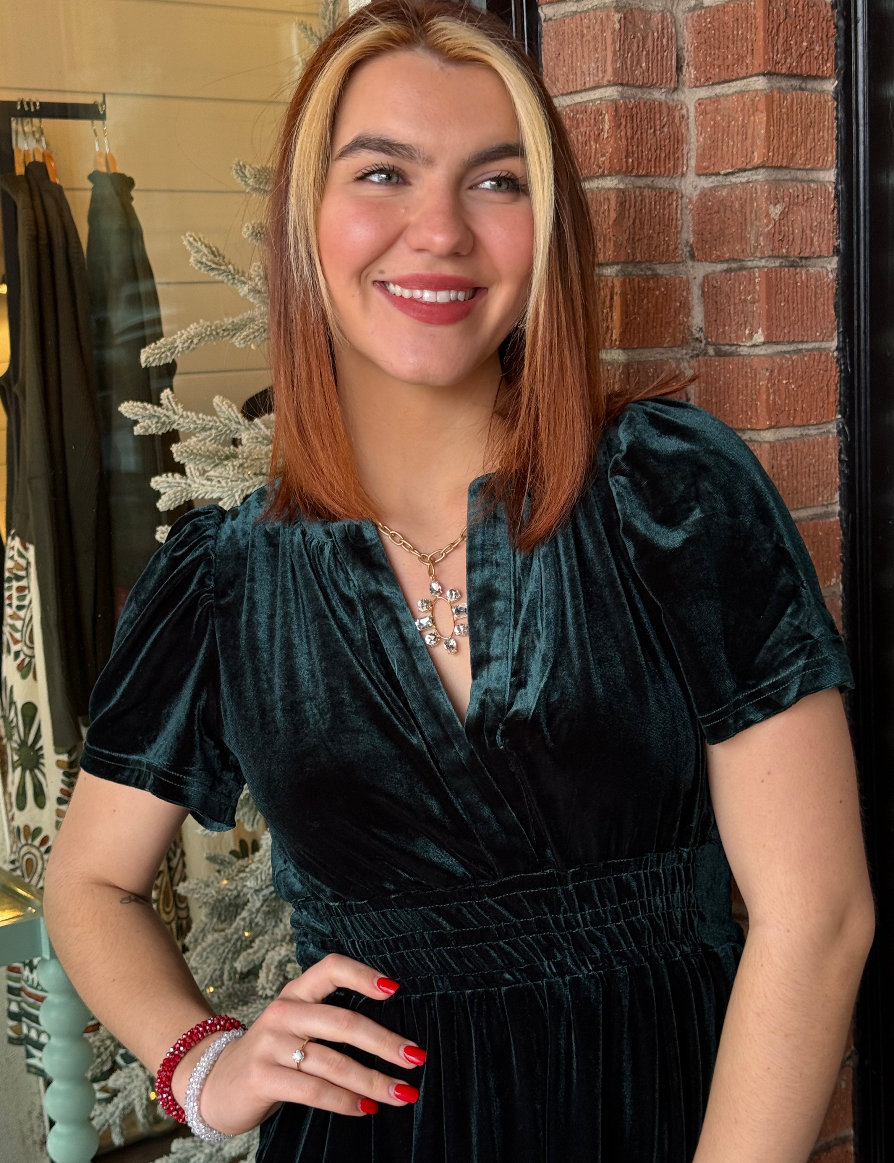 Stella Smocked Waist Velvet Dress