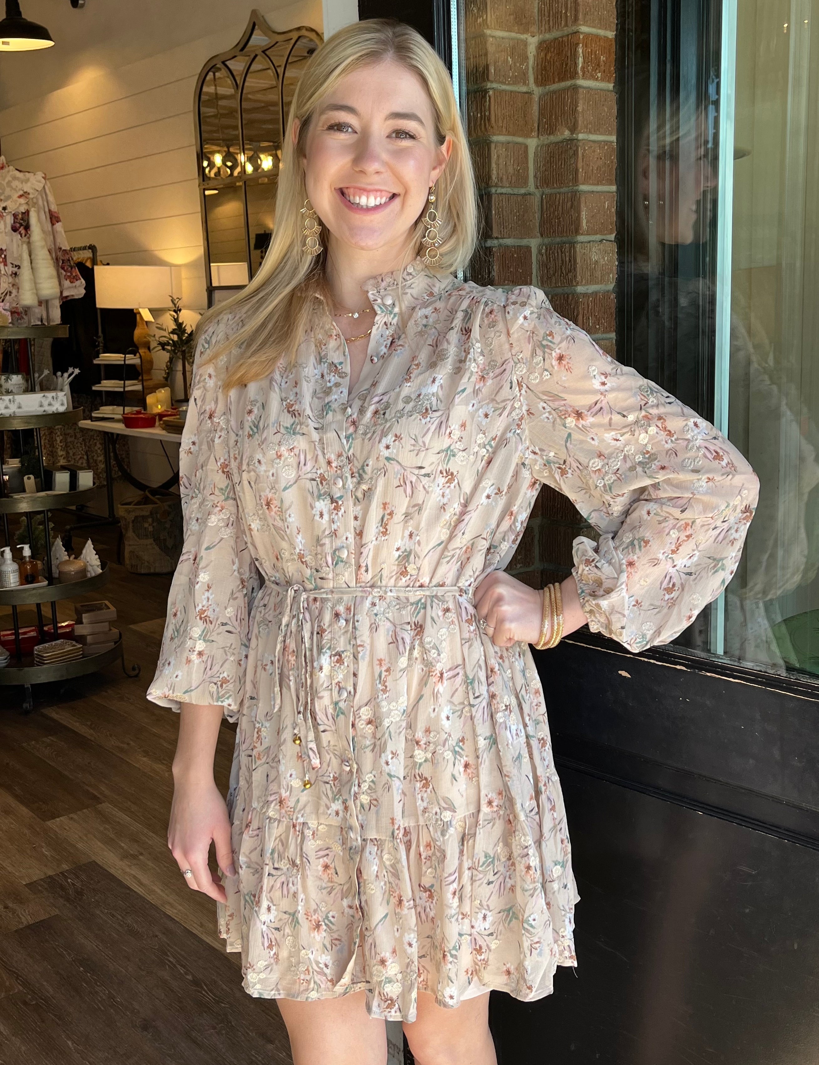 Allison Beige Floral Dress