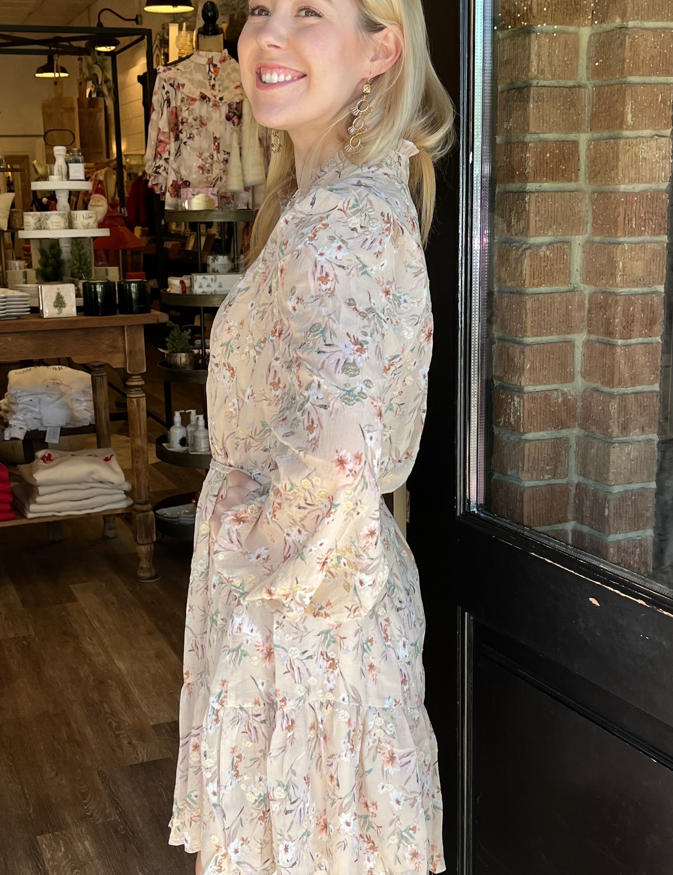 Allison Beige Floral Dress