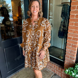 Dorothy Printed Tie Neck Dress