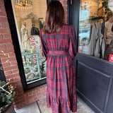 Peyton Plaid Belted Button Down Maxi Dress