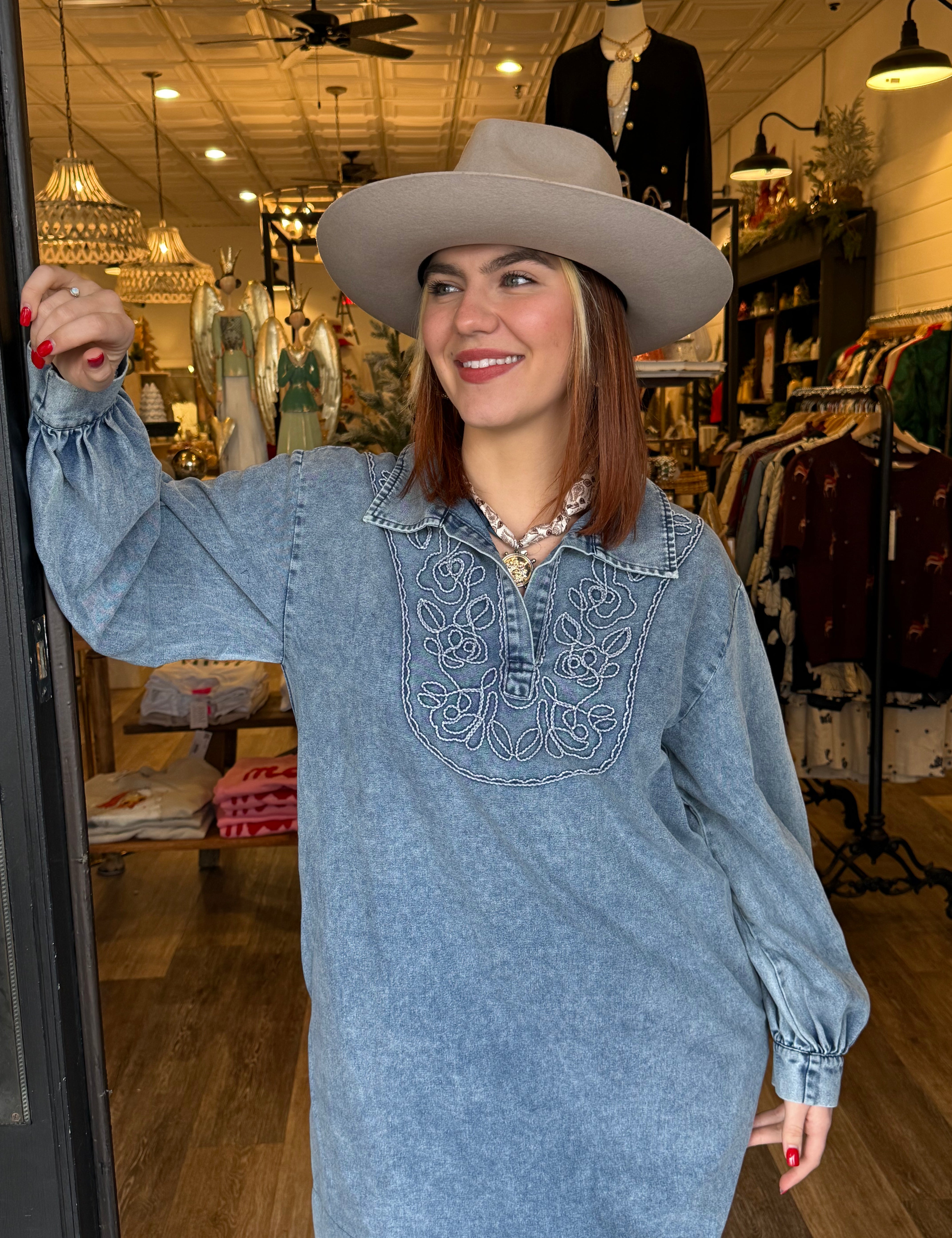 Kailey Floral Print Denim Dress