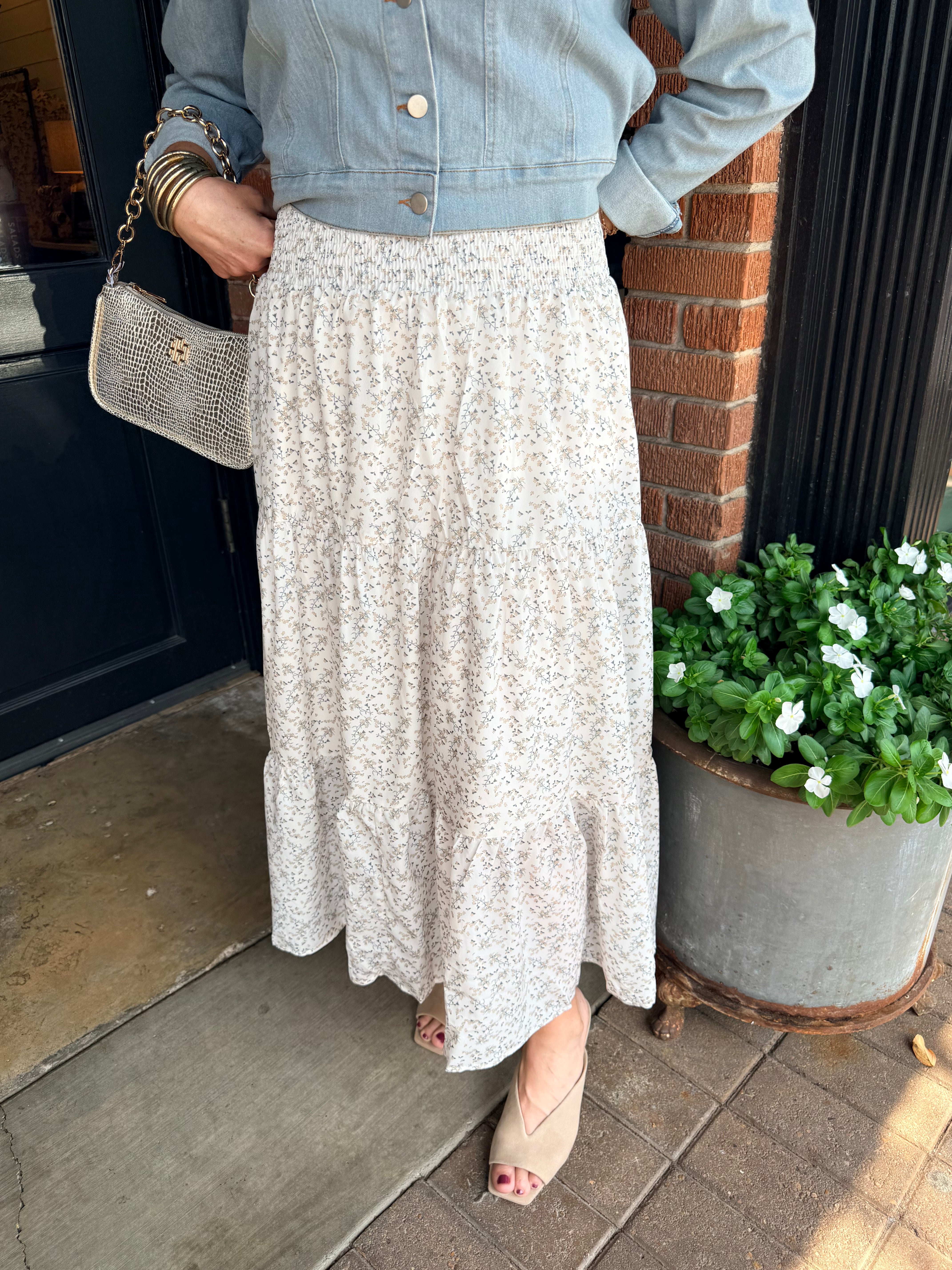 Eliza Floral Smocked Midi Skirt