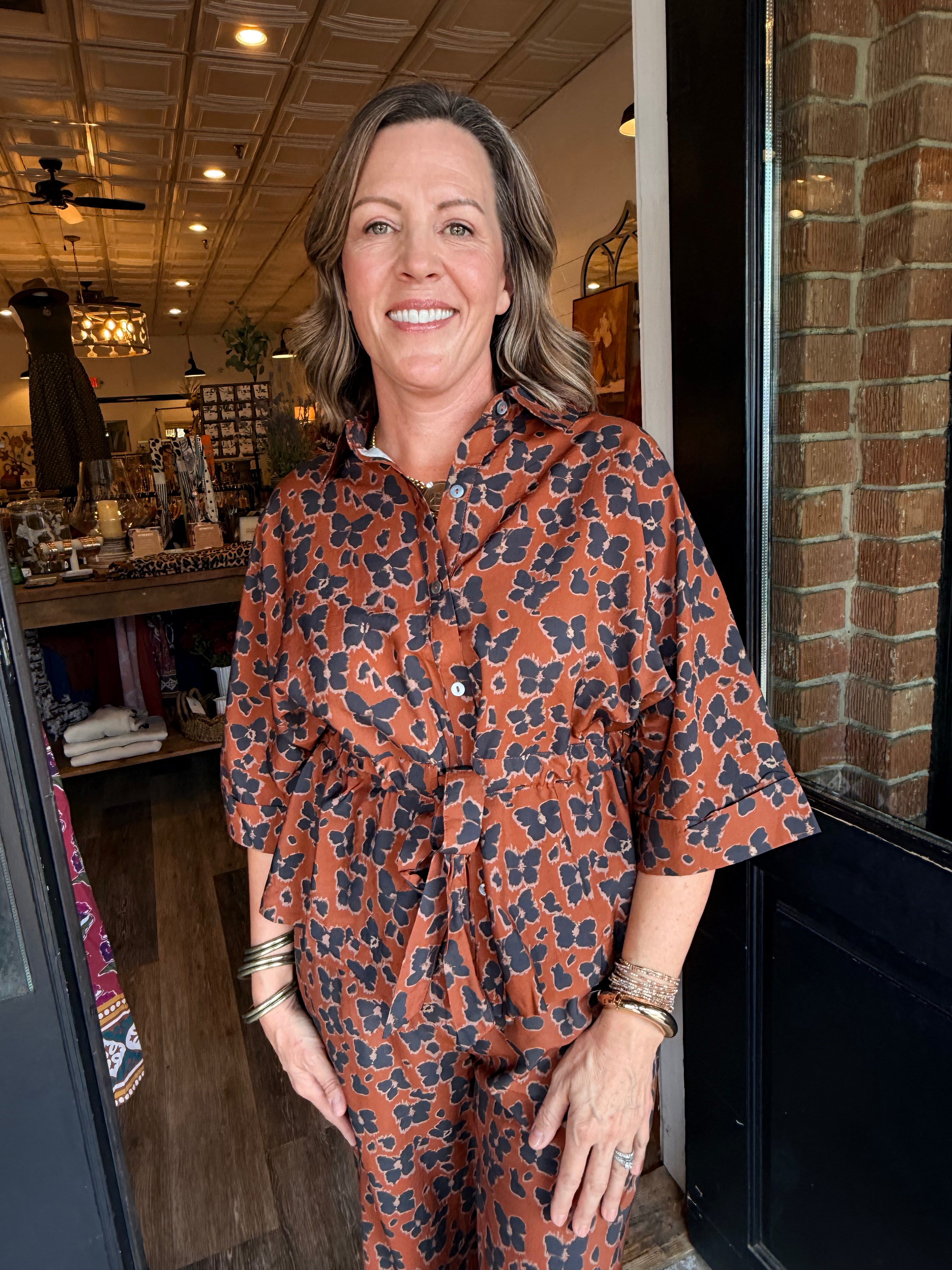 Shelia Button Floral Top