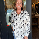 Sage Horse Print Button-Up Shirt