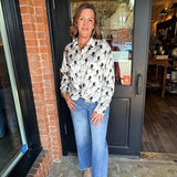 Sage Horse Print Button-Up Shirt