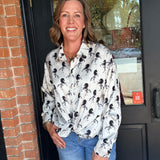 Sage Horse Print Button-Up Shirt