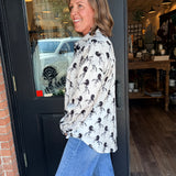 Sage Horse Print Button-Up Shirt