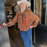 Eliza Orange Floral Top